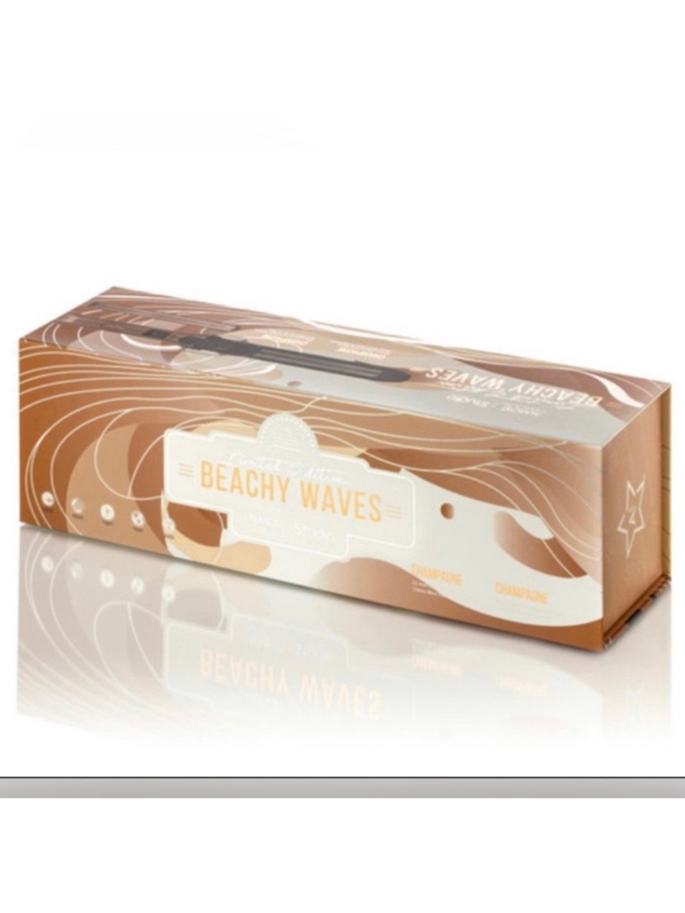 Almost Famous Beach Wave Babe Curling Wand Mini ToGo Flat Iron Set Champagne NEW